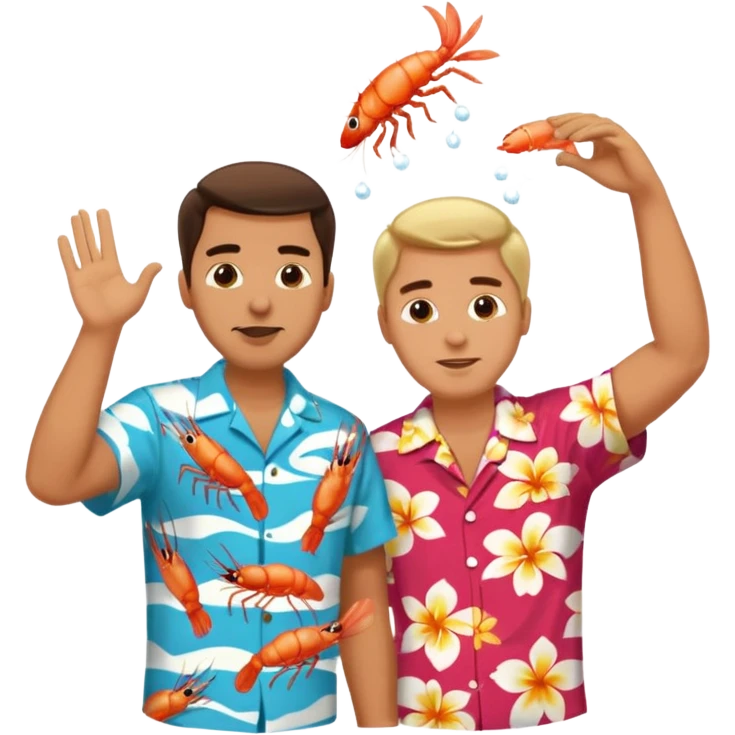 Make one of a man throwing shrimp at another guy emoji