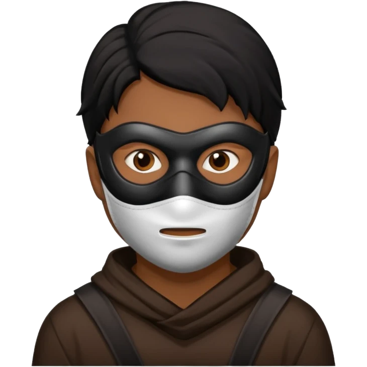 robber with brown skin, black hair emoji