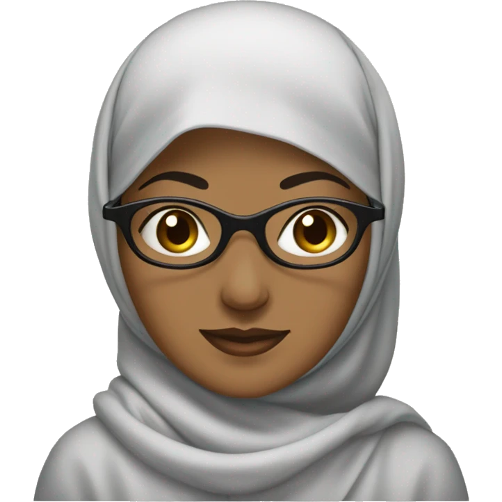 A muslim women wearing a syar’i hijab and round glasses emoji