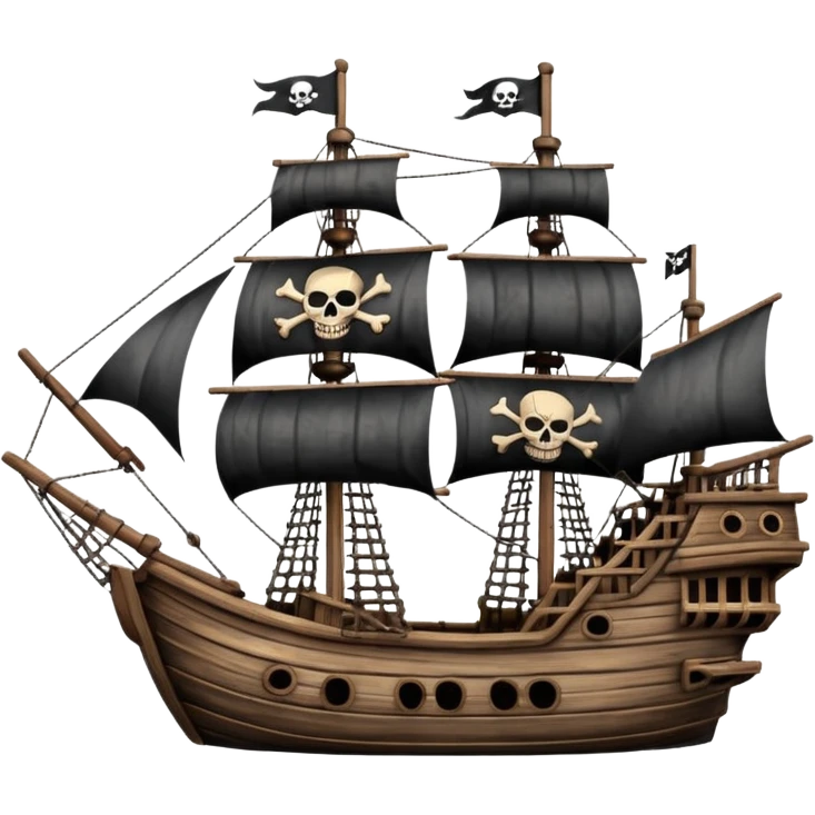 pirate ship with skull flag emoji