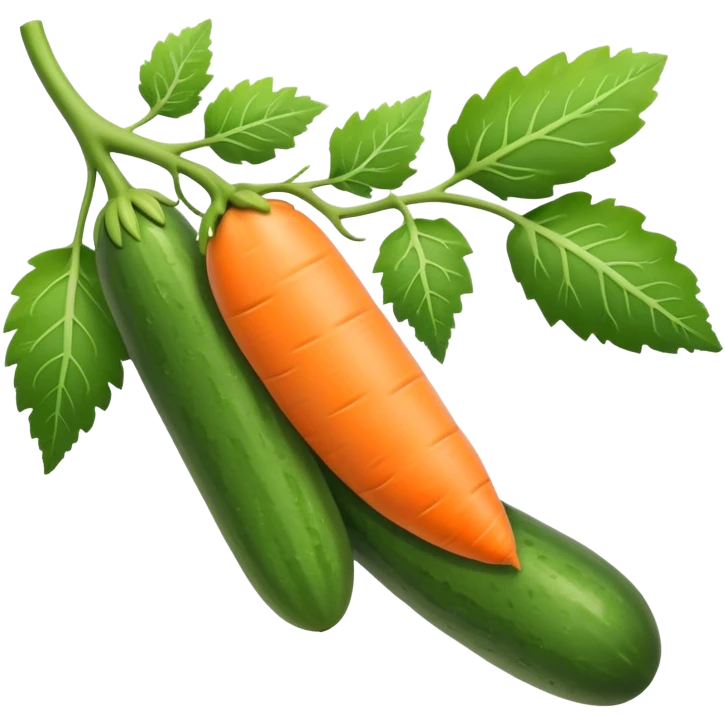 cucumber, eggplant, big carrot, on a branch emoji