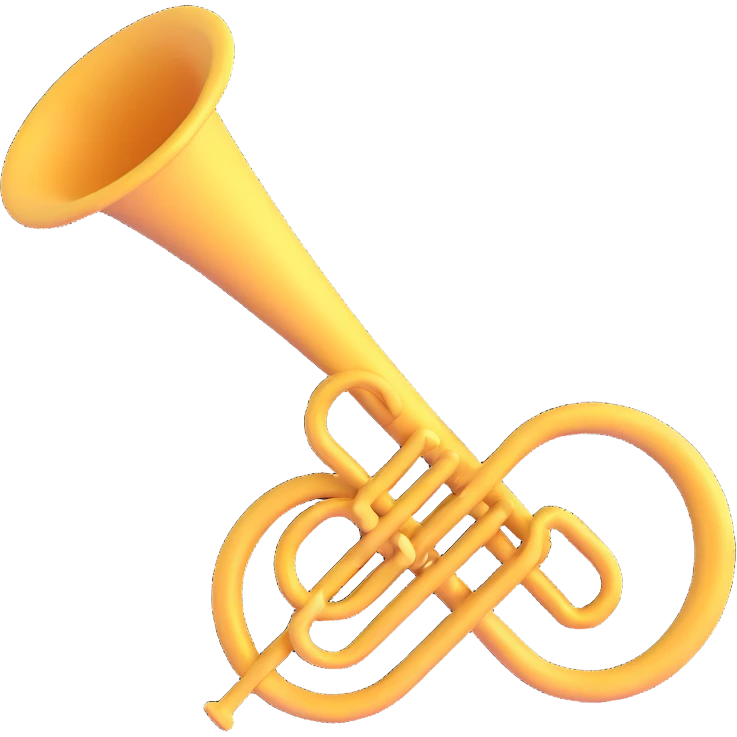 a bugle with musical notes emoji