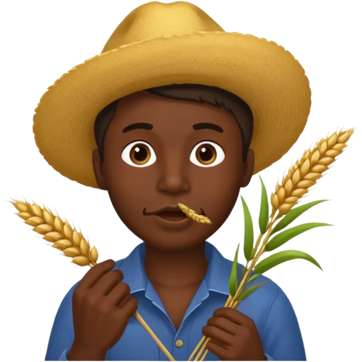 Campechano con una ramita de trigo en la boca emoji