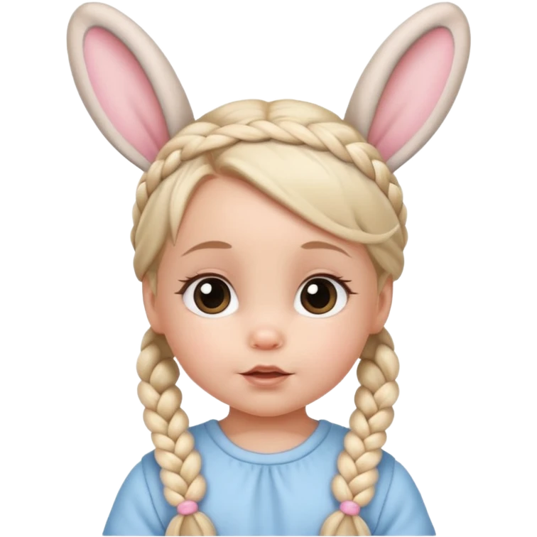 bunny ear accessory wearing baby braided hair emoji
