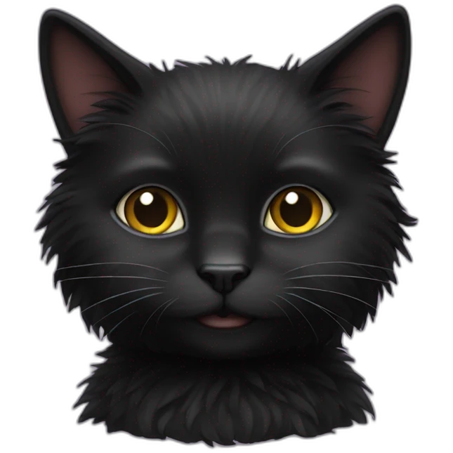 fluffy black cat emoji