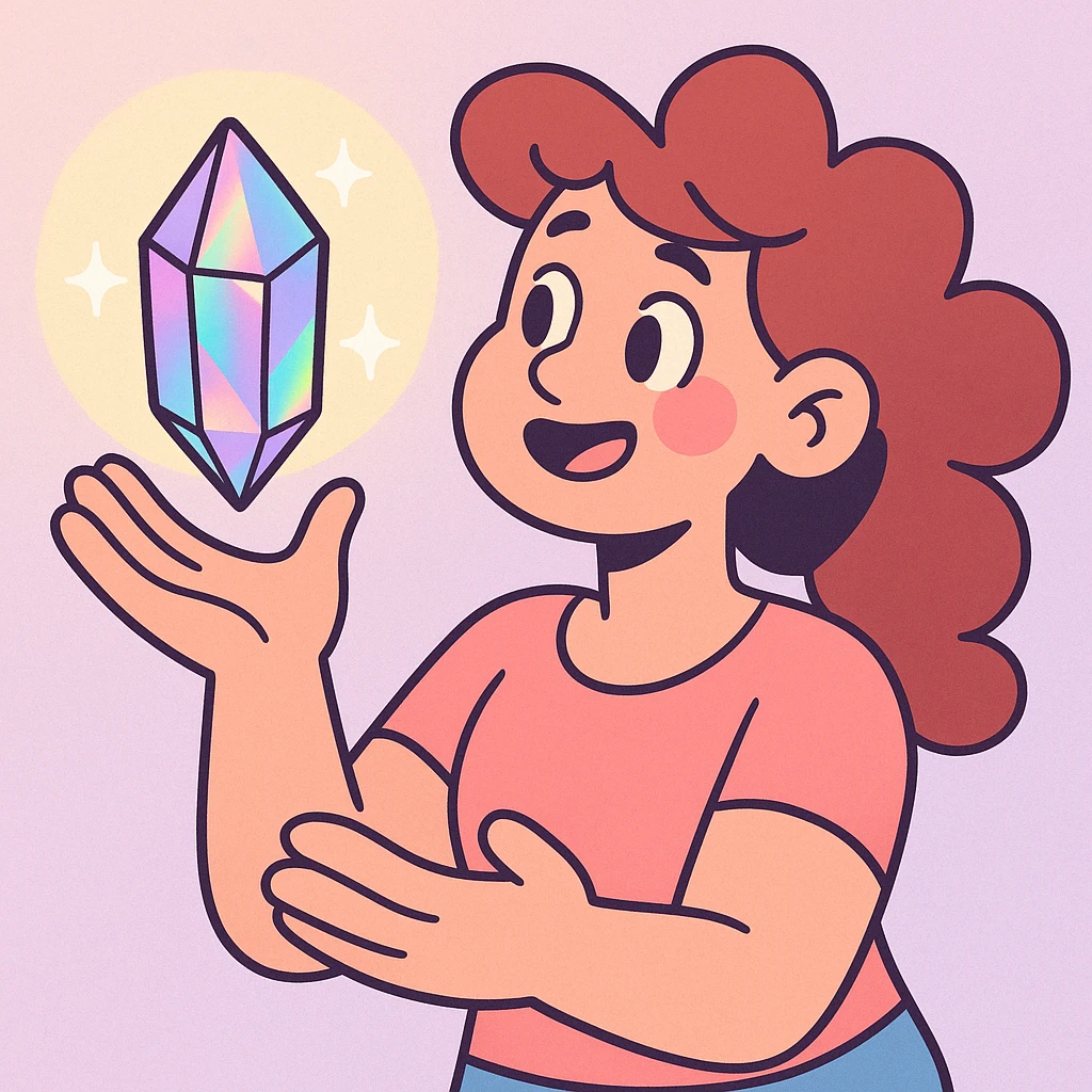 aesthetic crystal, iridescent, soft glow emoji