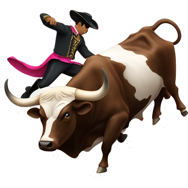a bullfighter dodges a bull emoji