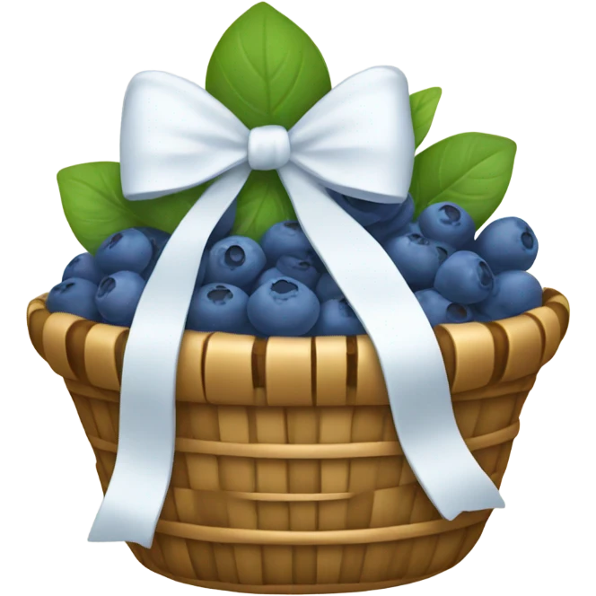 Blueberry basket with floral white bow  emoji