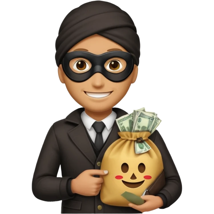 یه آدم قد بلند دزد ایموجی شکل هم باشه یه کیسه پول دستش یاشه emoji