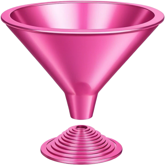 futuristic pink sales funnel with pink dollars inside emoji