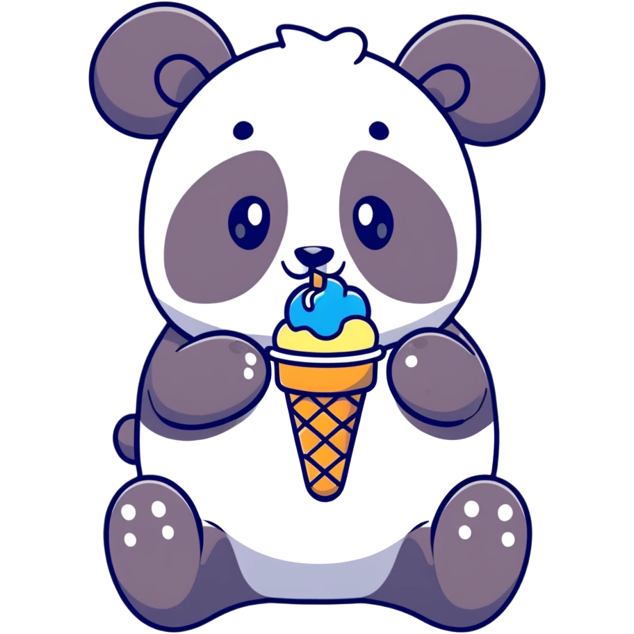 Panda eating ice cream emoji