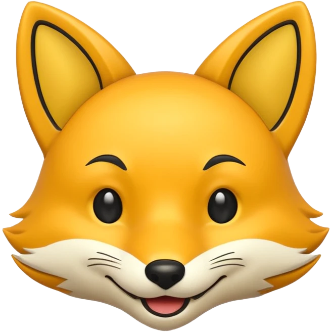 emoji hewan rubah berwarna kuning hitam emoji