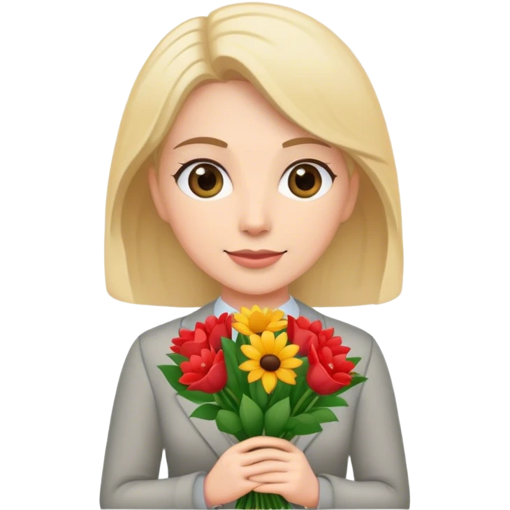 вчителька початкових класів з букетом квітів emoji