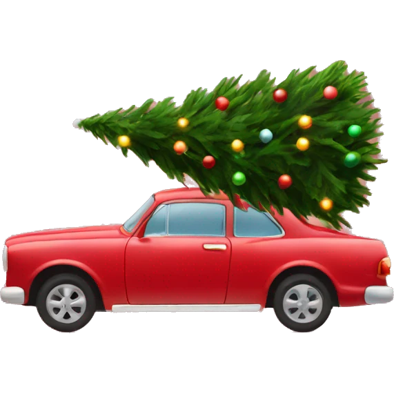 Christmas red Car with Christmas Tree  emoji