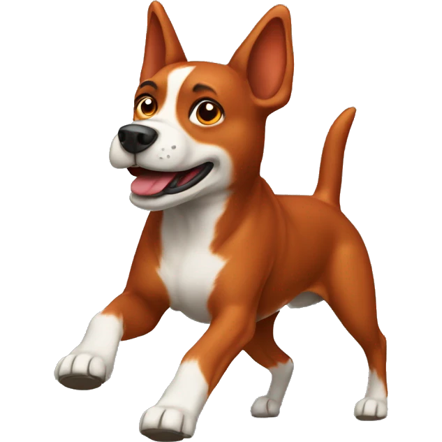 solid red dog with pointed ears running emoji