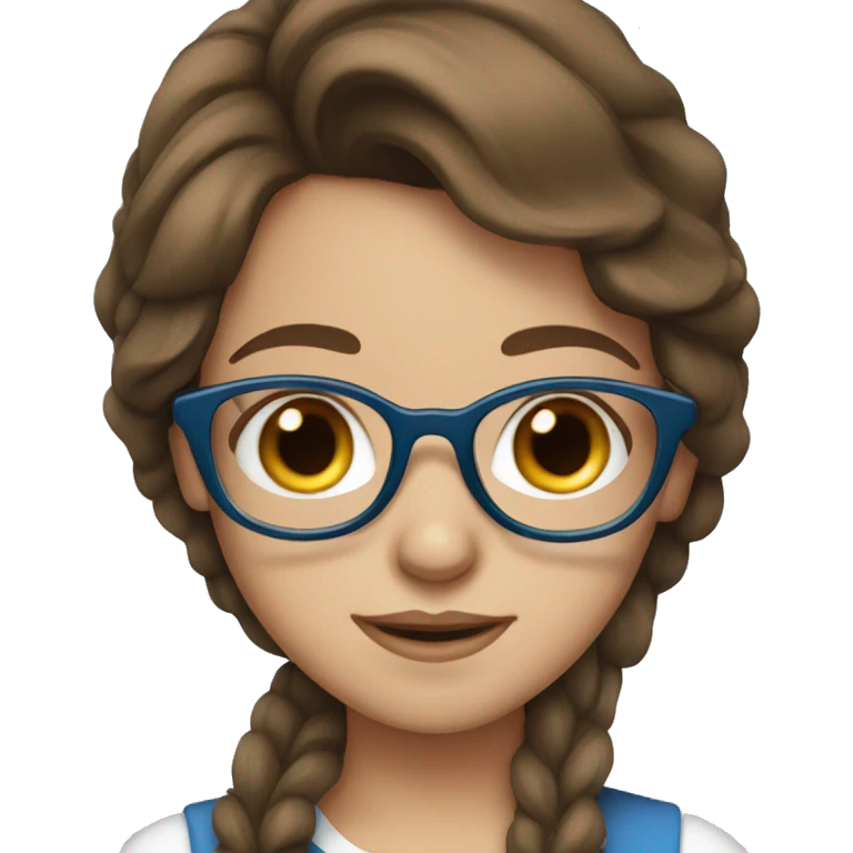 brown haired girl with glasses blue eyes emoji
