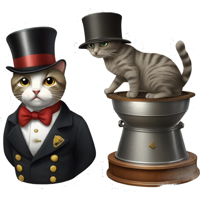 prussian cat in a cady machine fighting in world war 2 while using a tophat as a bowl emoji