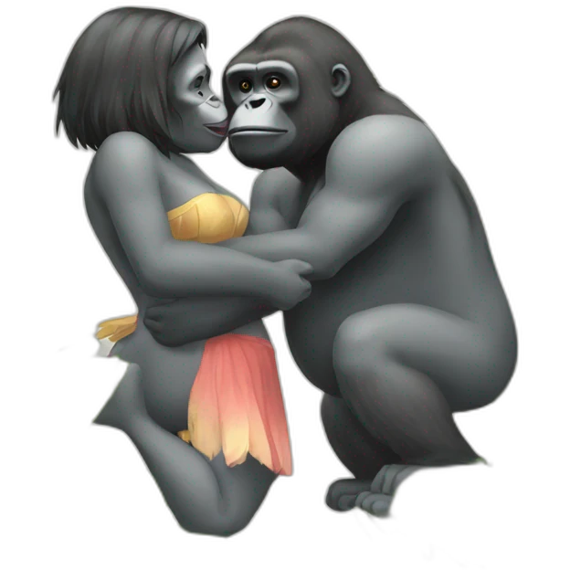 Harambe kissing a Japanese girl emoji