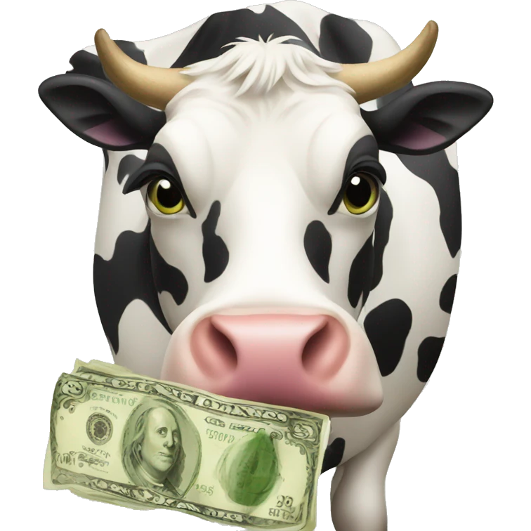 cow eating money emoji