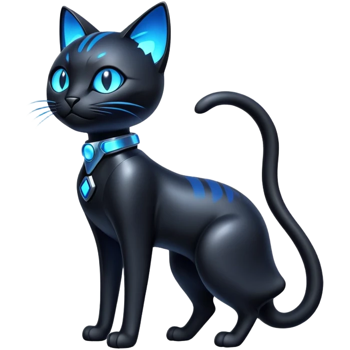 Futuristic black cat-Fakémon-creature (full body) emoji
