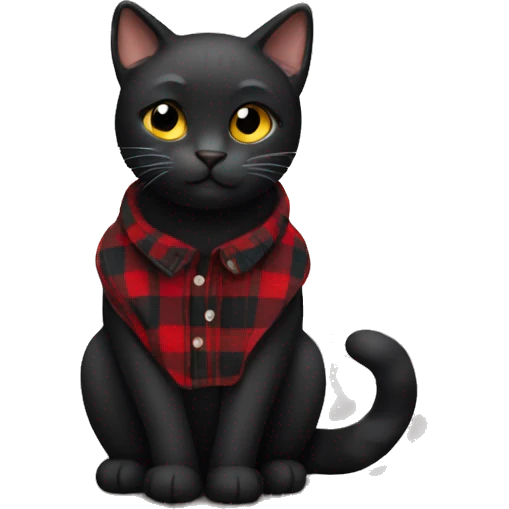 Black cat wearing a flannel emoji