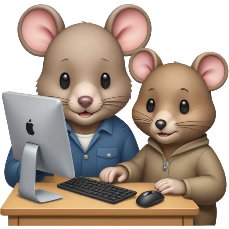 mouse and bear working on computer emoji