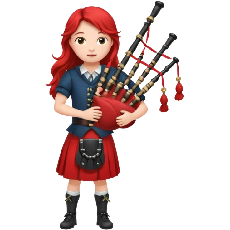 scotch girl playing bagpipe full body red skirt emoji