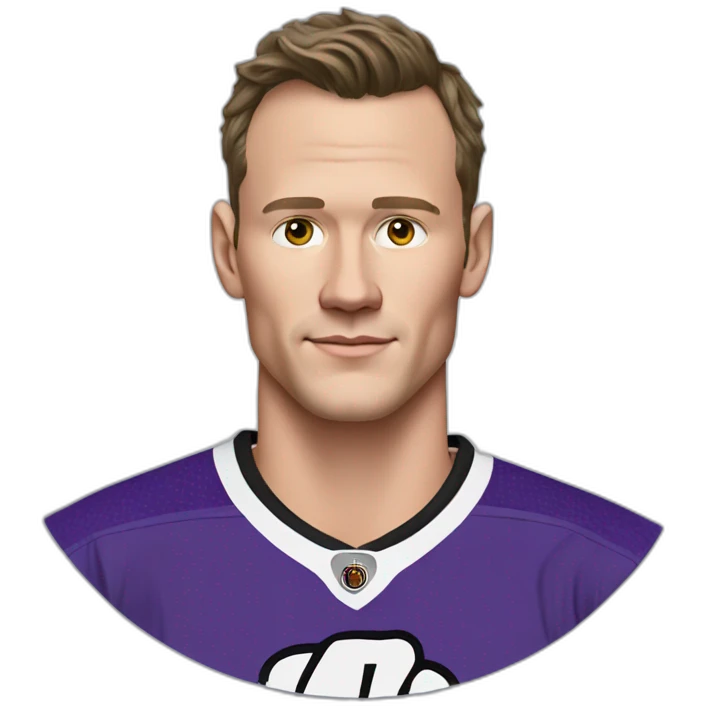 Jonathan Toews wearing a purple shirt and jeans  emoji
