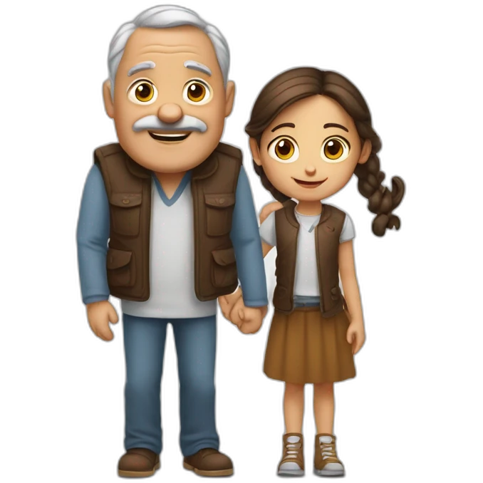 Papa brun avec sa fille brune  emoji