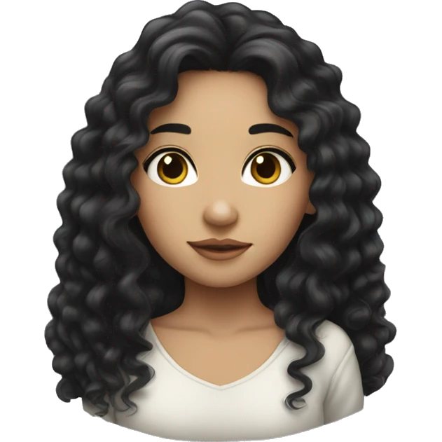 “A light-skinned girl with long, curly black hair that falls past her shoulders and long, dark lashes that are long” emoji
