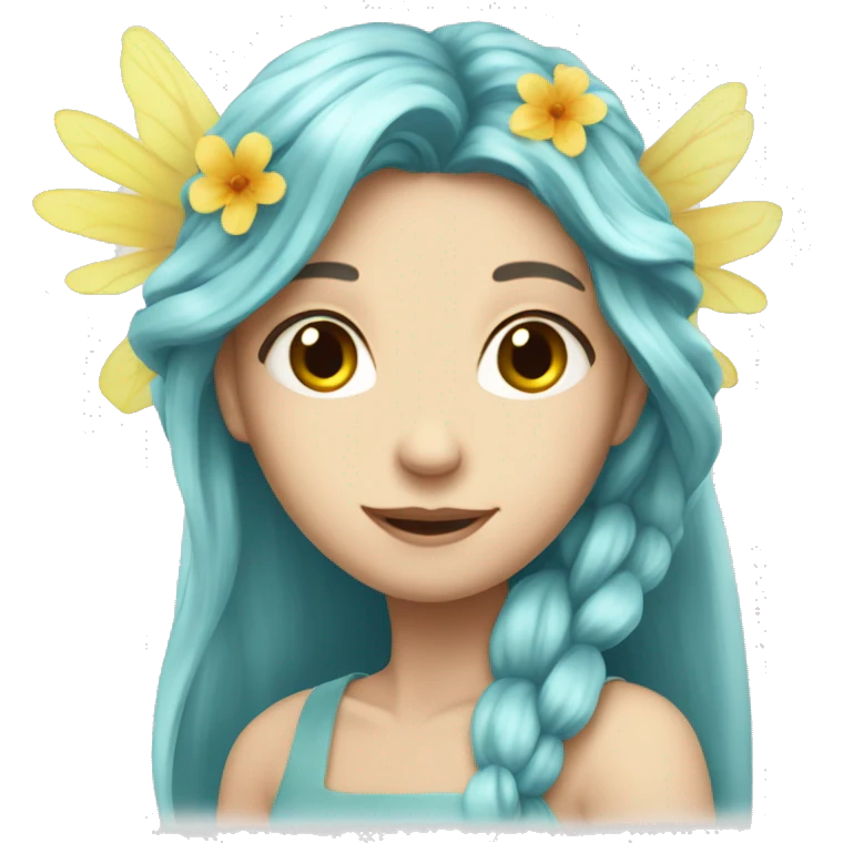 Beautiful, flower, fairy, long hair, fair skin emoji