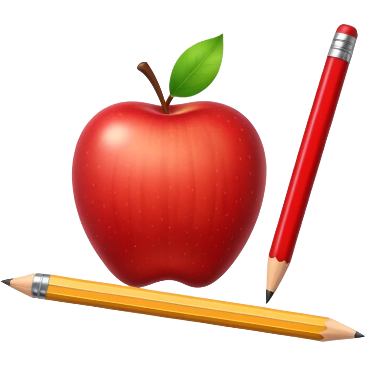 Pencil, ruler, and apple emoji