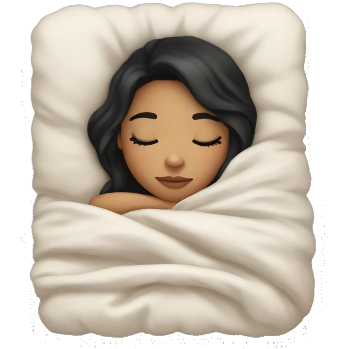 girl with black hair and light skin sleeping with blanket on emoji