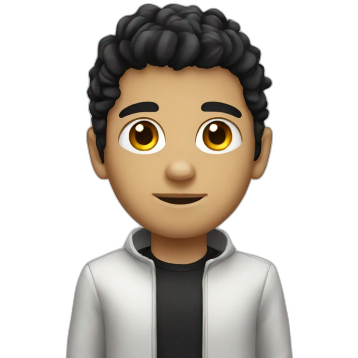 young white guy, black hair, science fiction emoji