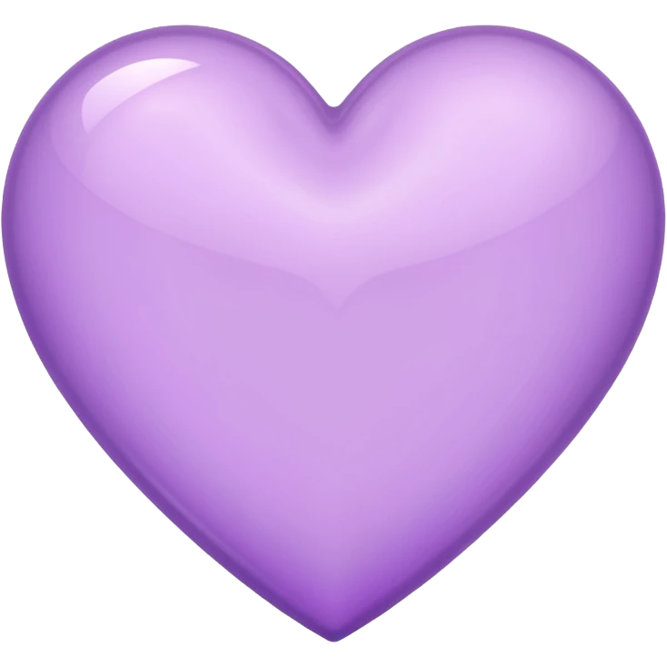 A light purple heart emoji that has the same shape as a normal heart emoji and light reflecting is from the tip of the heart and in straight shape emoji