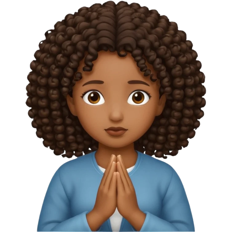brown girl praying curls black emoji