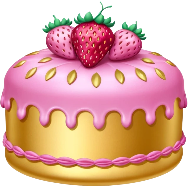 gold rococo pink inflatable puffy strawberry cake emoji