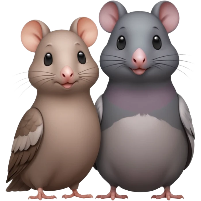 one rat and one pigeon who are in love emoji