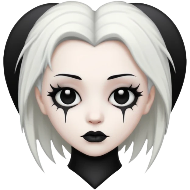 white goth heart, minimal, edgy, dark accents emoji