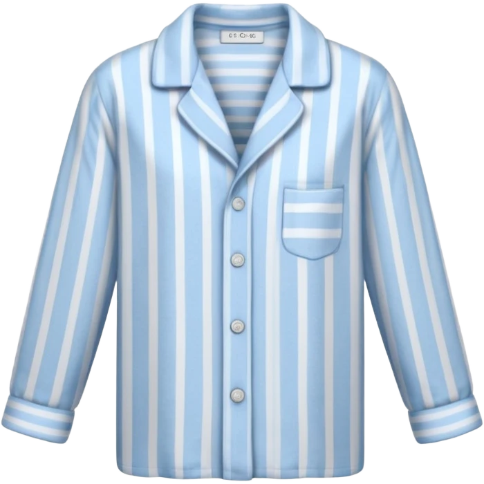 emoji of an isolated striped pajama top, light grey and pastel blue vertical stripes, button-down long sleeves, neatly folded flat-lay, no person, no body, no mannequin, cozy winter nightwear mood, soft shading, clean simple shape emoji