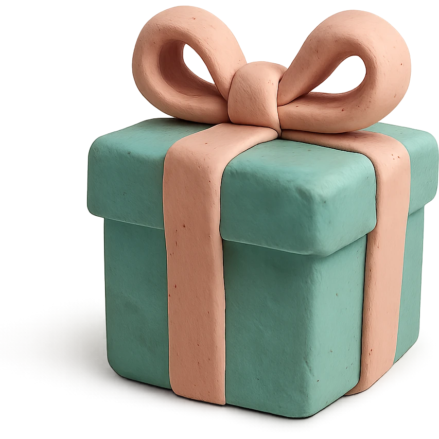 claymation style 3D gift box with pastel colors emoji