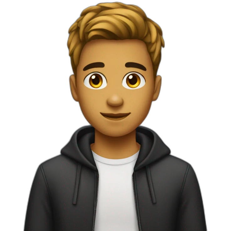 Adolescent garçon cheveux noirs court lisse emoji
