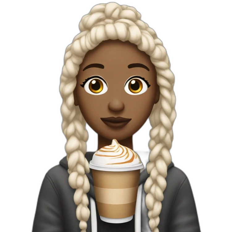 Ice spice rapper with a Starbucks latte emoji