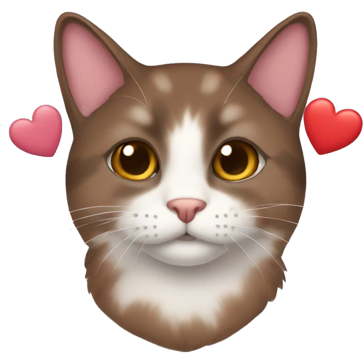 a brown snowshoe cat with hearts  emoji