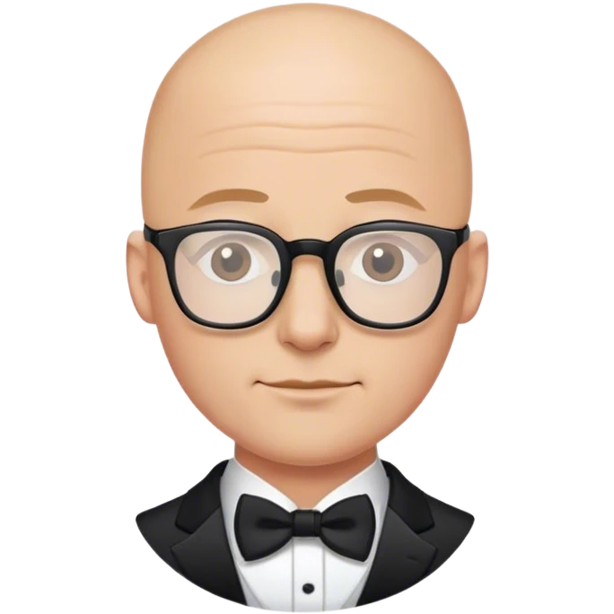 bald male groom with thin-rimmed square glasses emoji