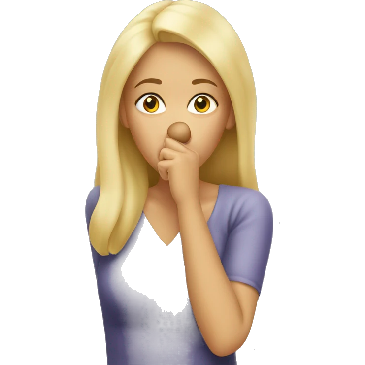 blonde woman making shush sign emoji