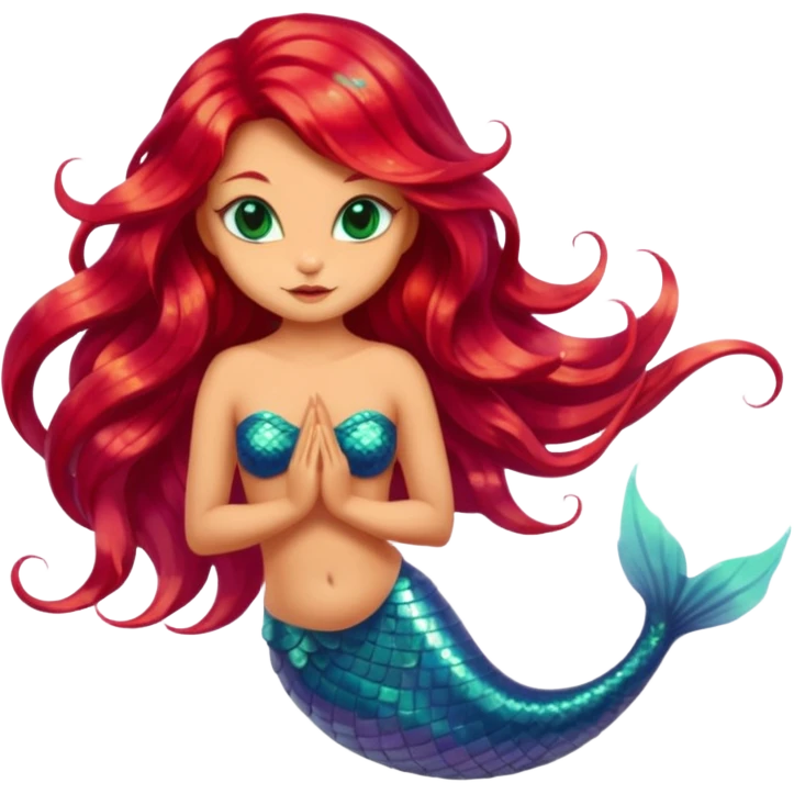 cat mermaid red hi emoji