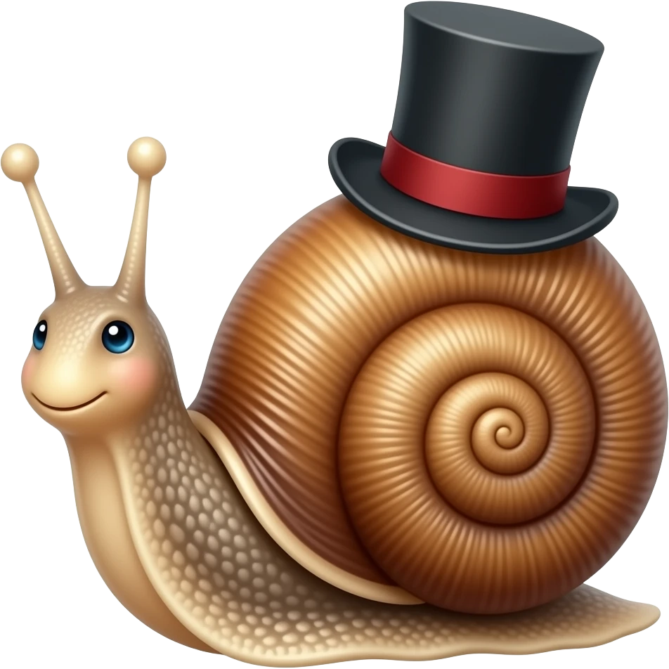 magical snail with a top hat emoji