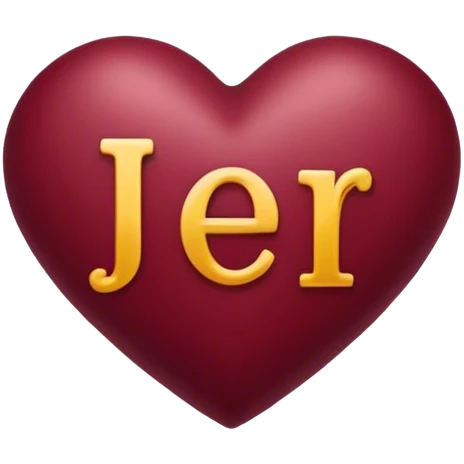 Burgundy heart with the letters Jer in the middle  emoji
