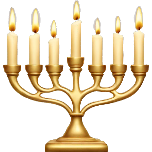 Gold Menorah with 4 candles on each side emoji